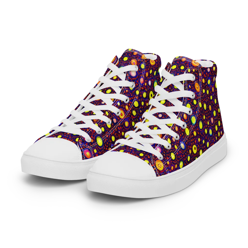 Cosmic Dotscape on Women's High Top Canvas Shoes — Left Front