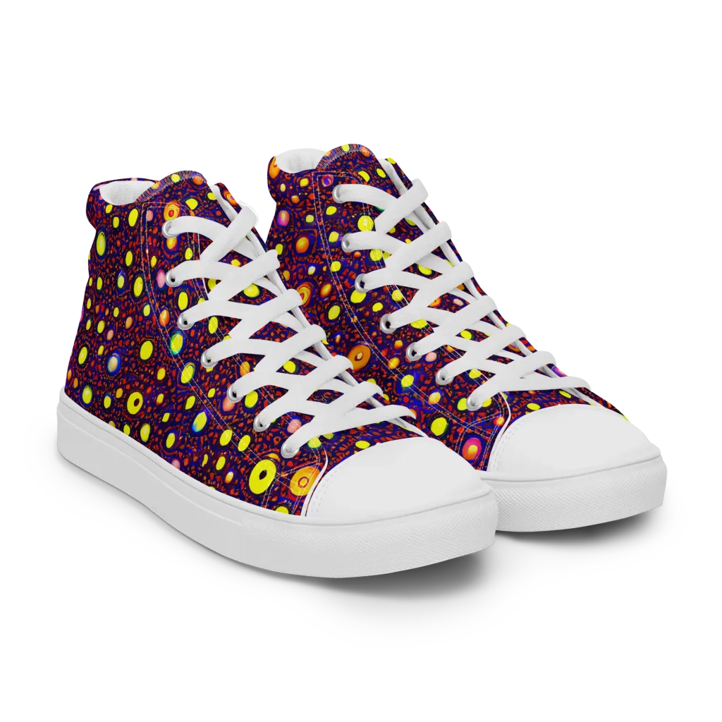 Cosmic Dotscape on Women's High Top Canvas Shoes — Right Front