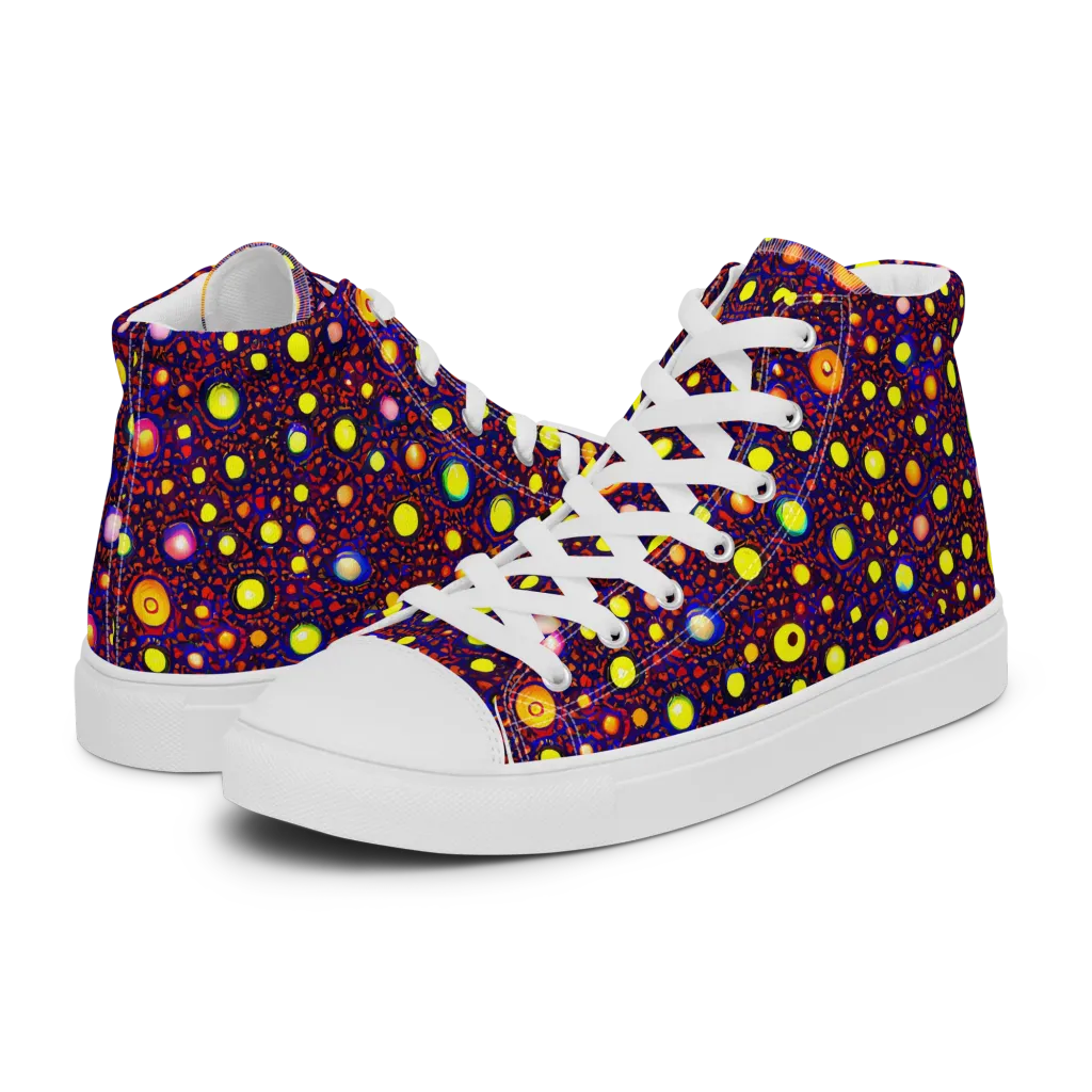 Cosmic Dotscape on Women's High Top Canvas Shoes — Left