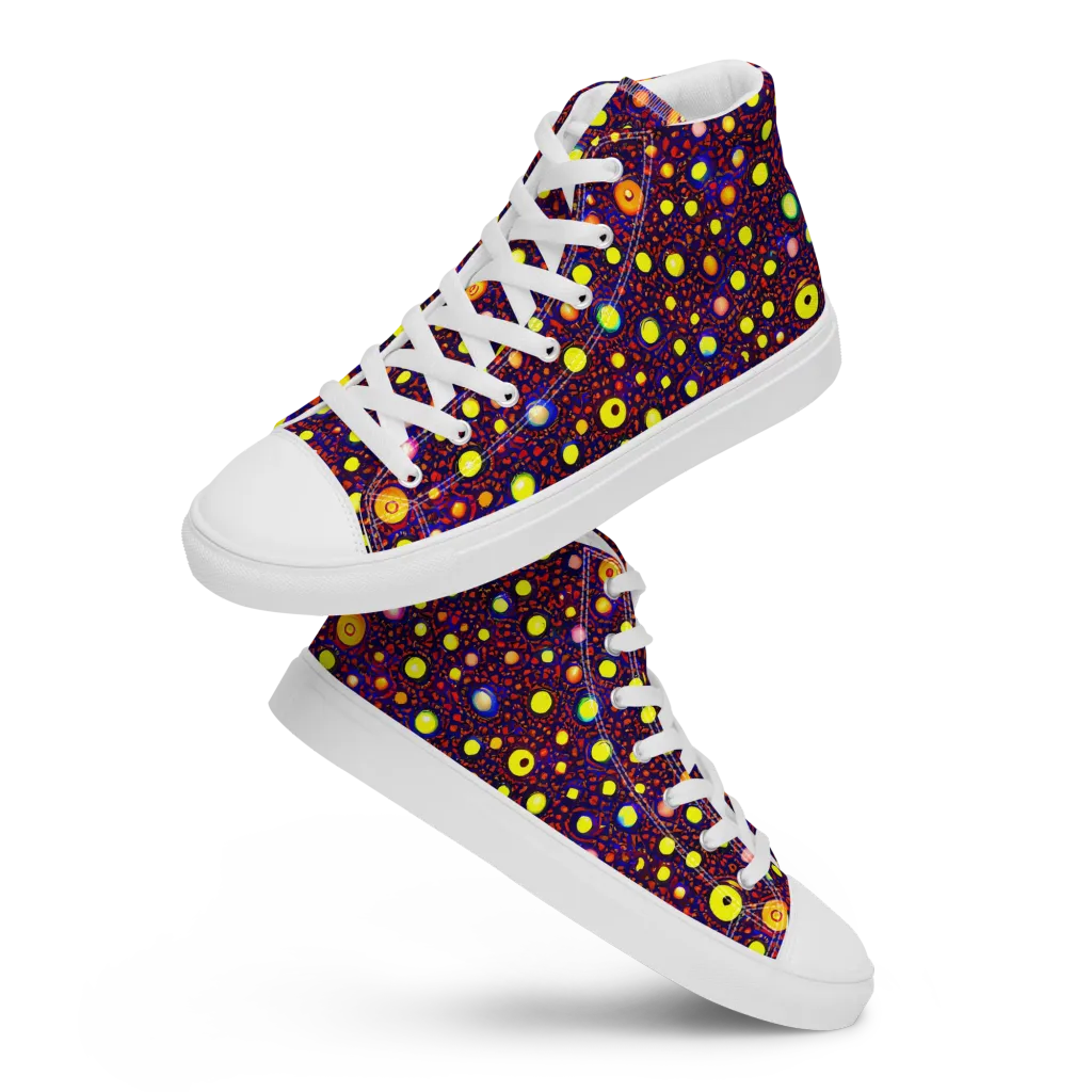 Cosmic Dotscape on Women's High Top Canvas Shoes — Front