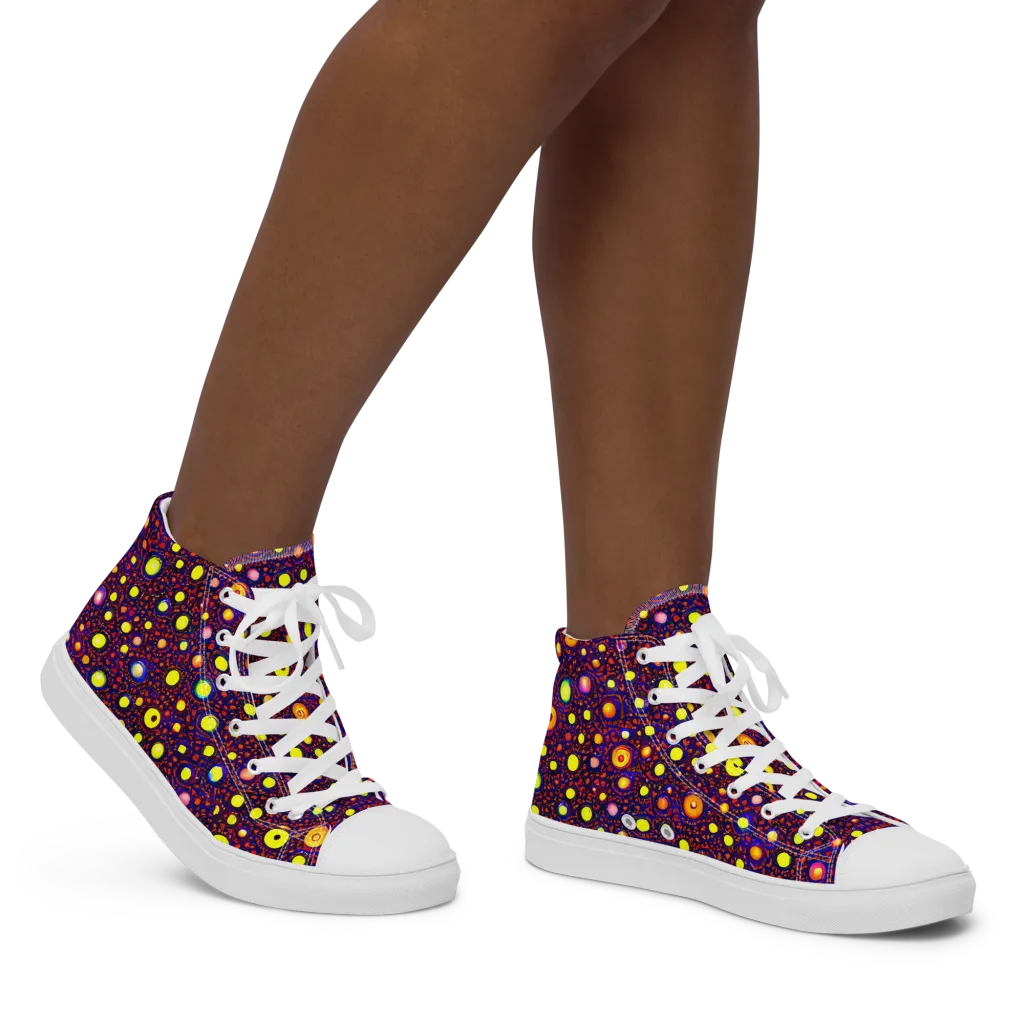 Cosmic Dotscape on Women's High Top Canvas Shoes — Right