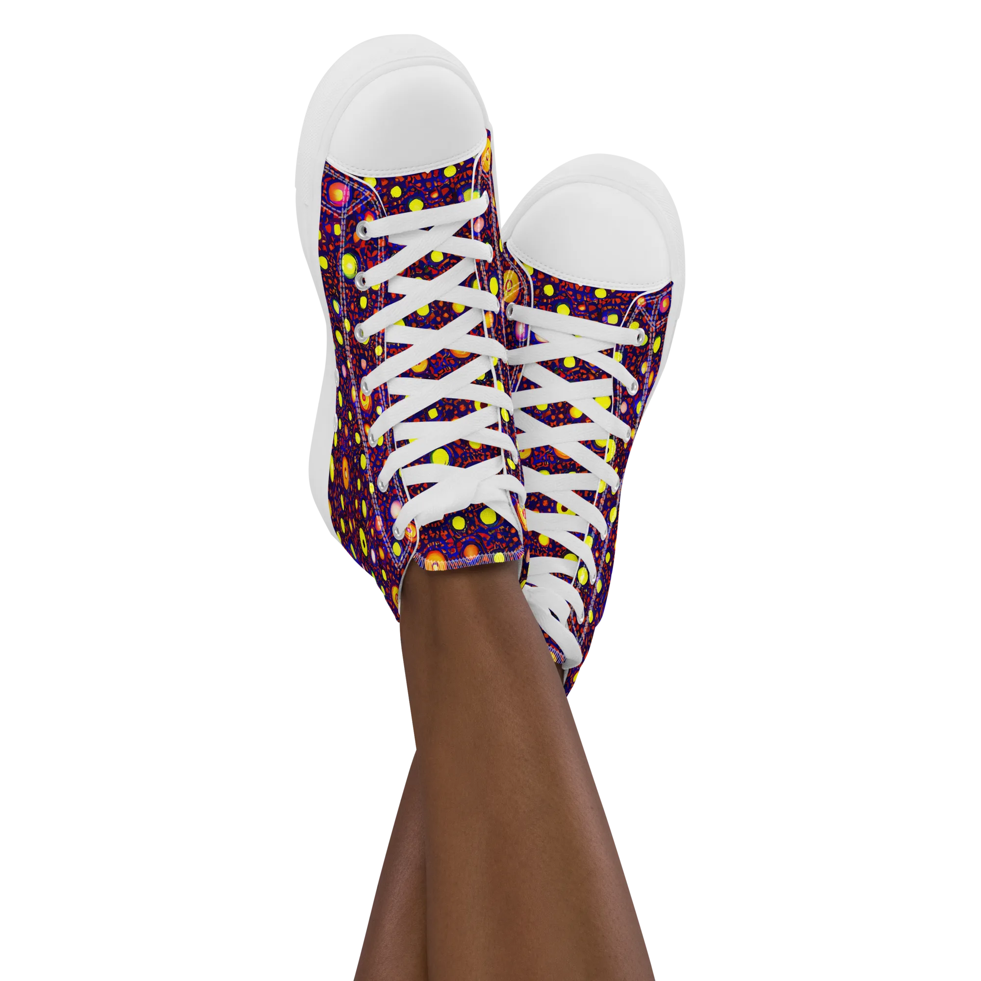 Cosmic Dotscape on Women's High Top Canvas Shoes — Front