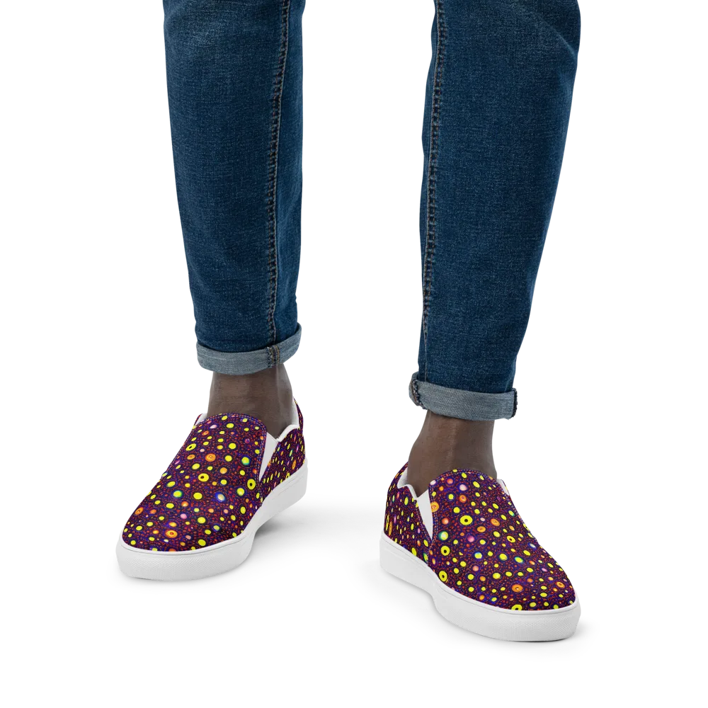 Cosmic Dotscape on Men's Slip-On Canvas Shoes — Front