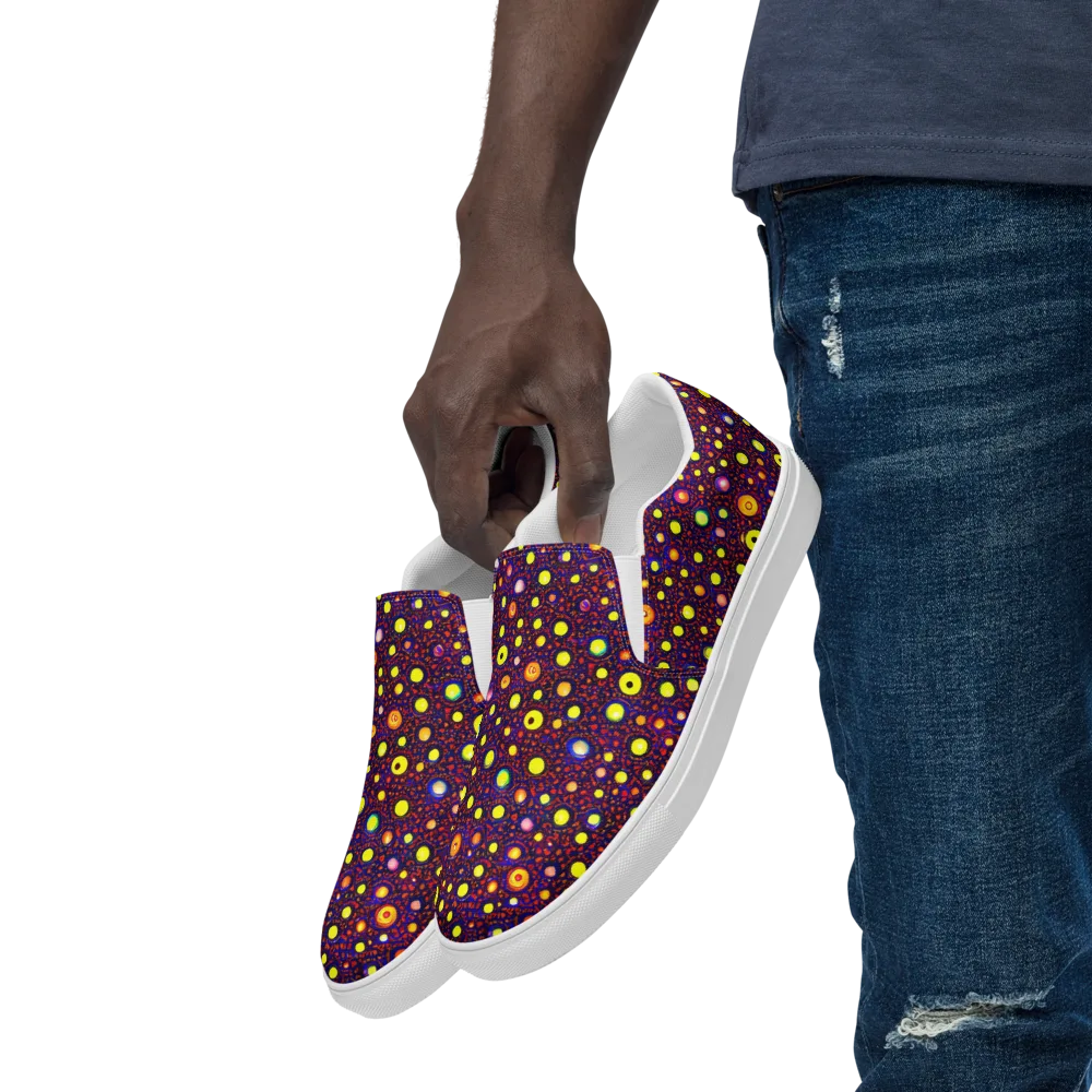 Cosmic Dotscape on Men's Slip-On Canvas Shoes — Left Front