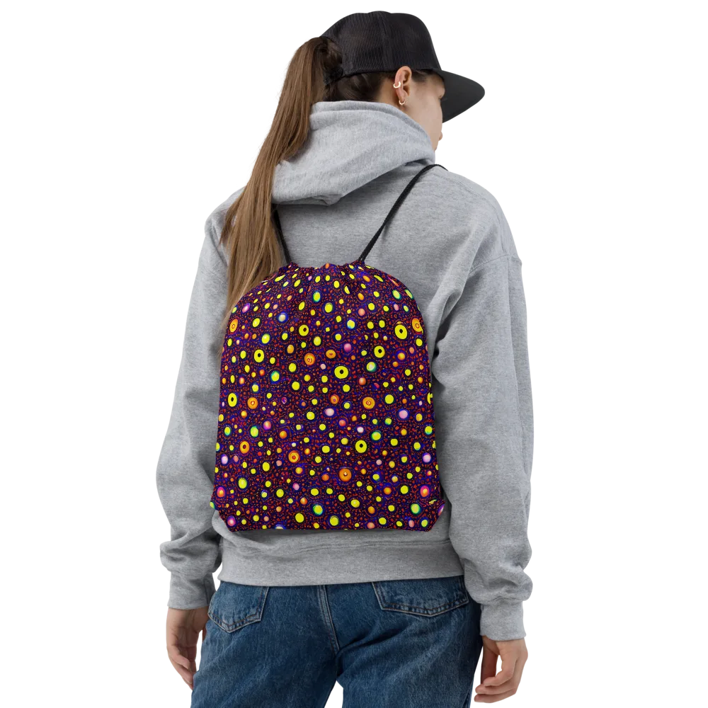 Cosmic Dotscape on Drawstring Bag — Front