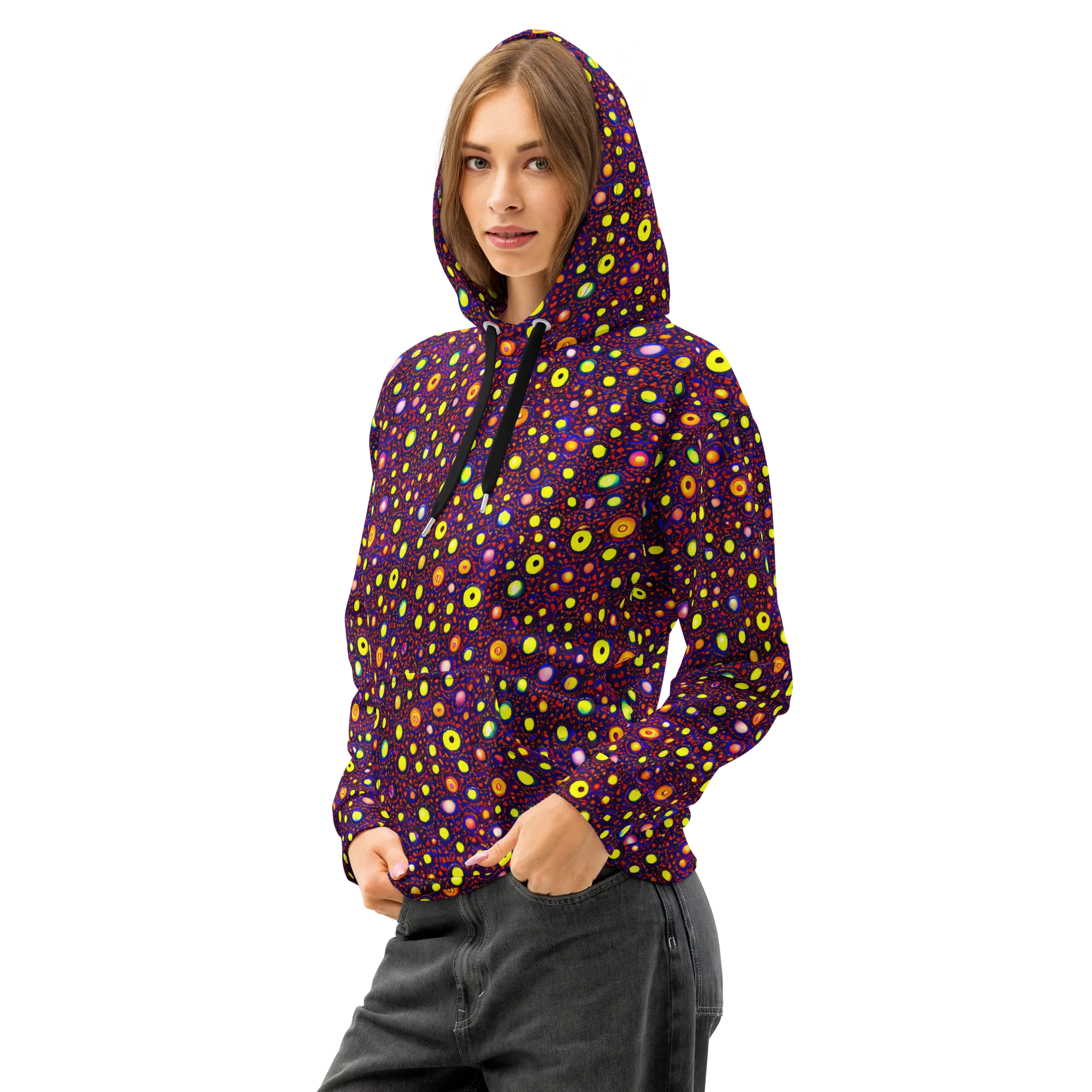 Cosmic Dotscape on Cotton Hoodie — Left Front