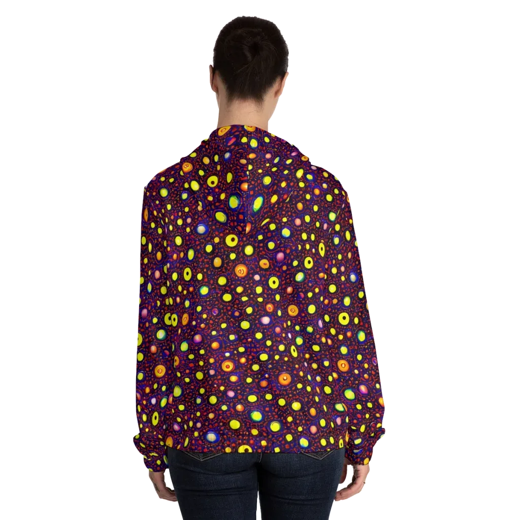 Cosmic Dotscape on Women's Full-Zip Hoodie — Back On Person