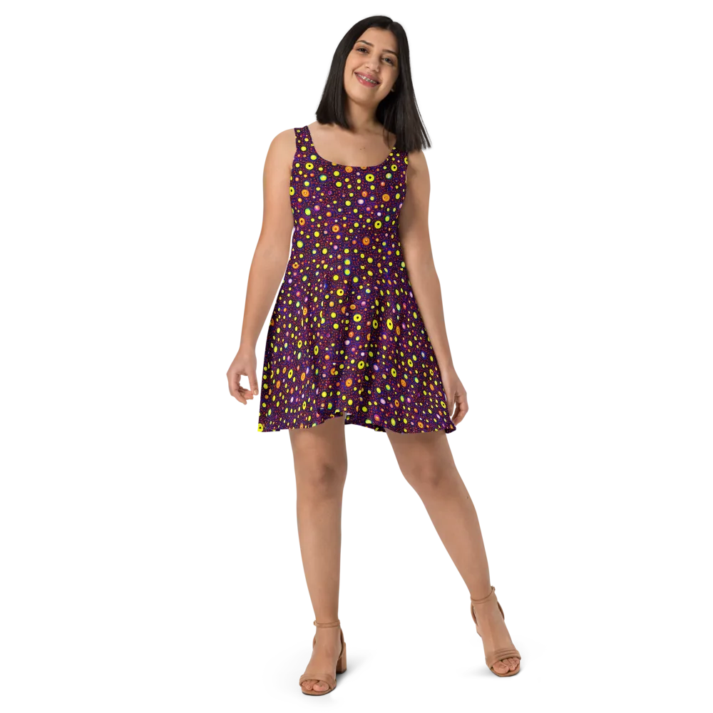 Cosmic Dotscape on Skater Dress — Front