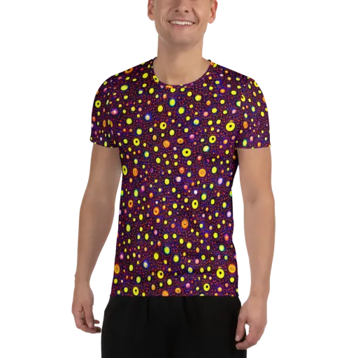 Cosmic Dotscape on a Men's Athletic T-Shirt