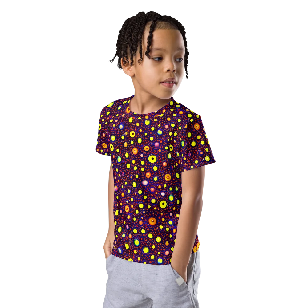 Cosmic Dotscape on Kids Crew Neck T-Shirt — Left Front