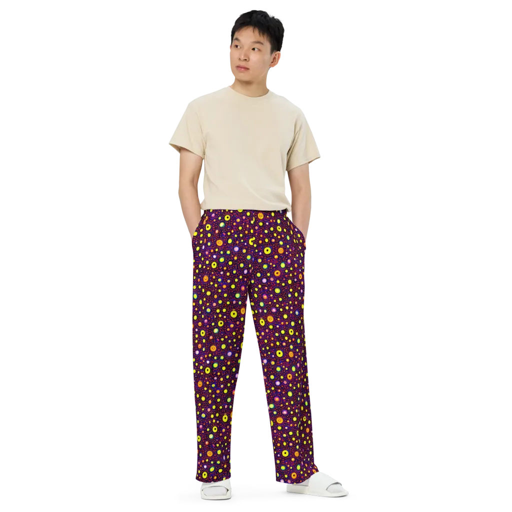 Cosmic Dotscape on Wide-Leg Pants — Front