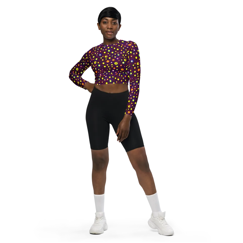 Cosmic Dotscape on Long Sleeve Crop Top — Front
