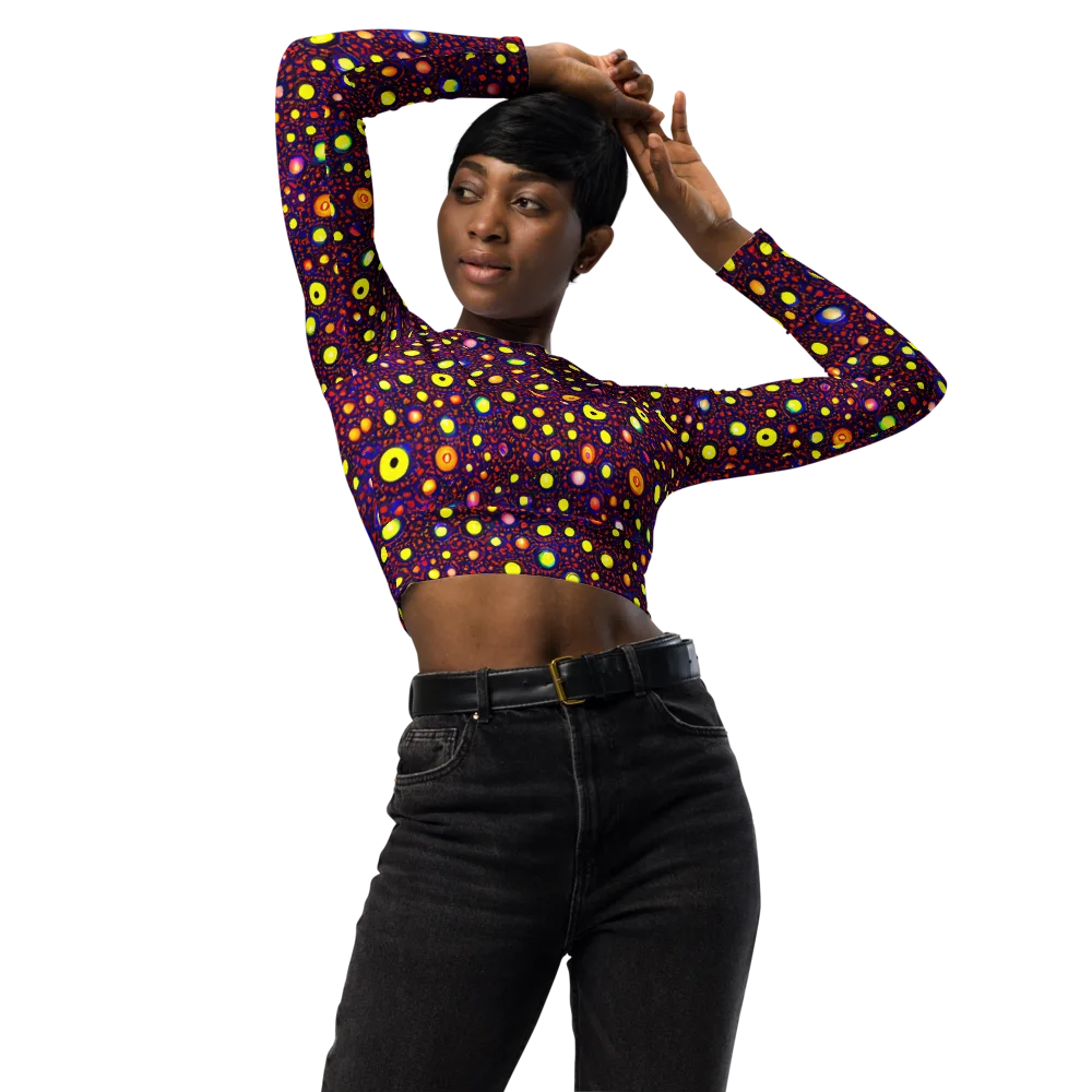 Cosmic Dotscape on Long Sleeve Crop Top — Front