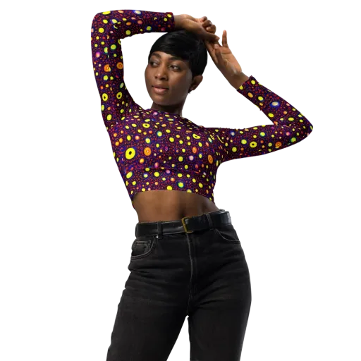 Cosmic Dotscape on a Long Sleeve Crop Top