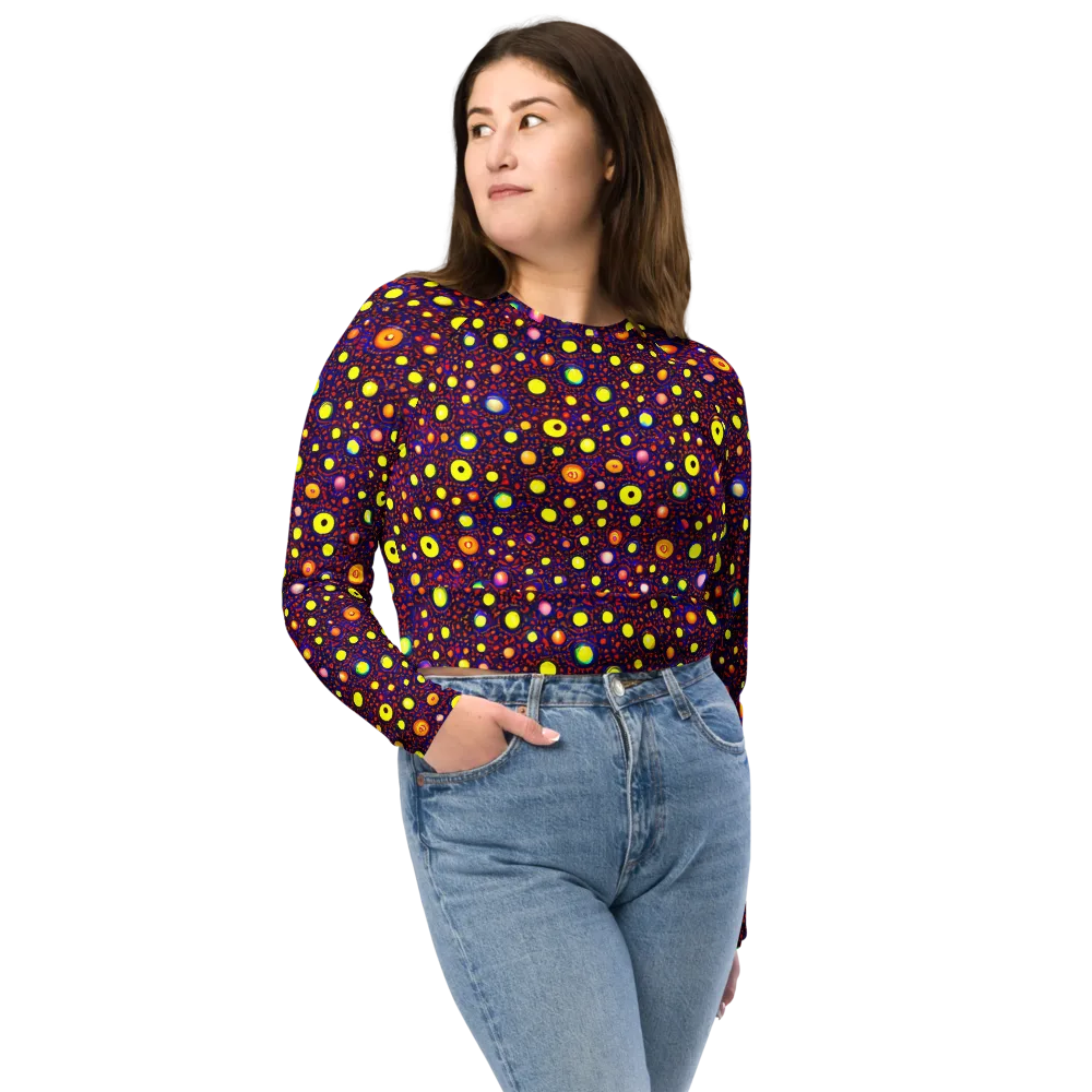 Cosmic Dotscape on Long Sleeve Crop Top — Front