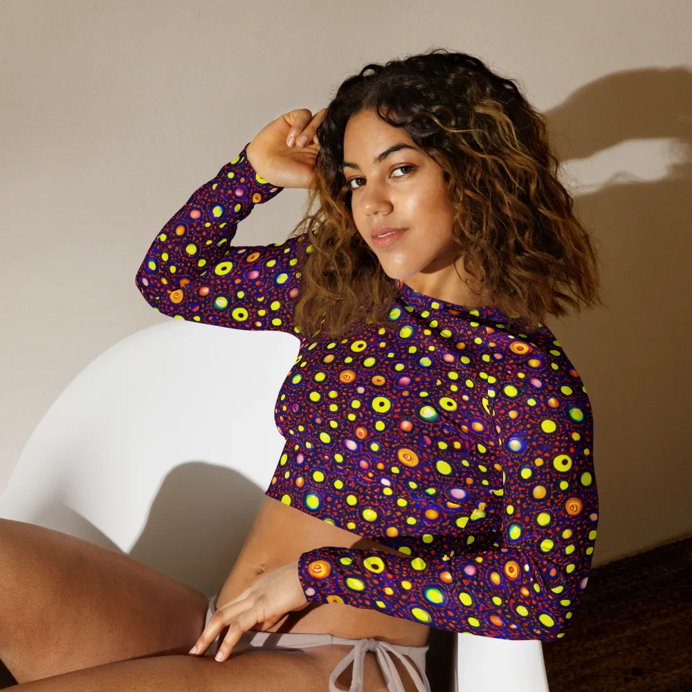 Cosmic Dotscape on Long Sleeve Crop Top — Left Front