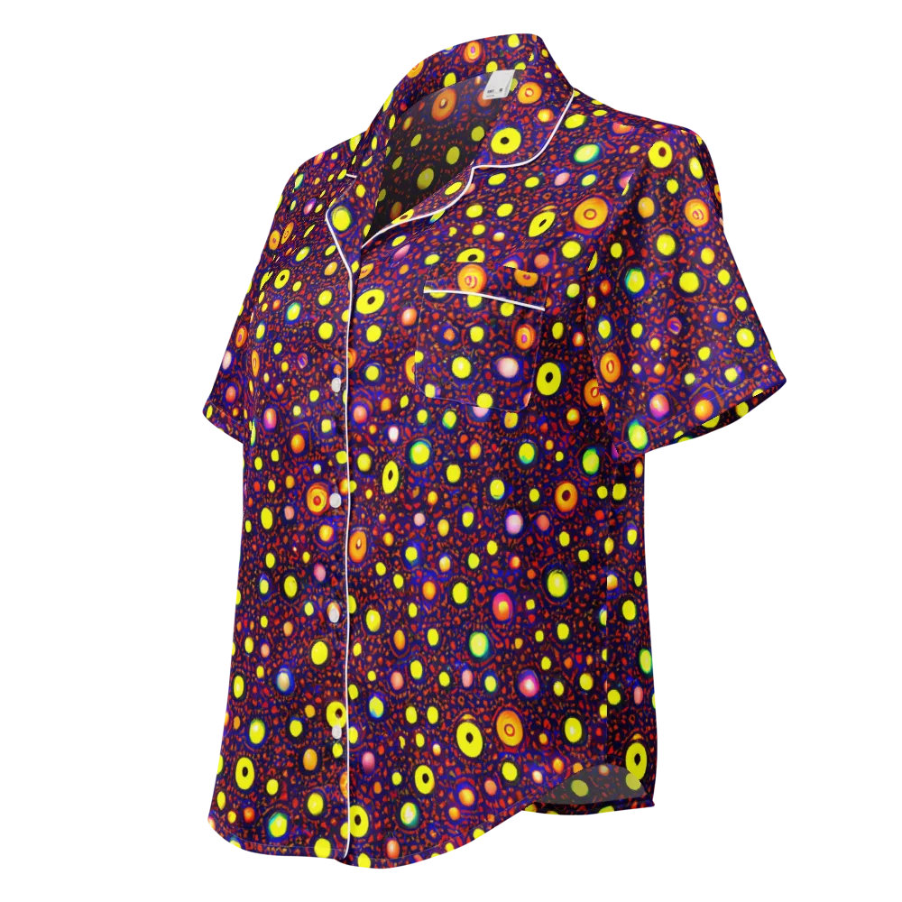 Cosmic Dotscape on Women's Short Sleeve Pajama Top — Left Front