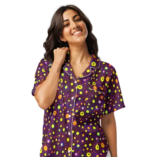 Cosmic Dotscape on a Women's Short Sleeve Pajama Top