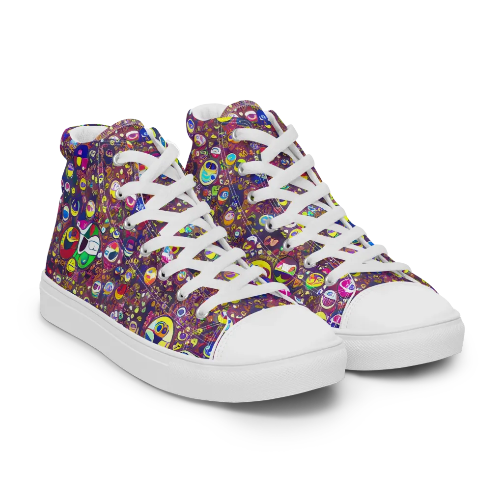 Eyes of Enchantment on Men's High Top Canvas Shoes — Right Front