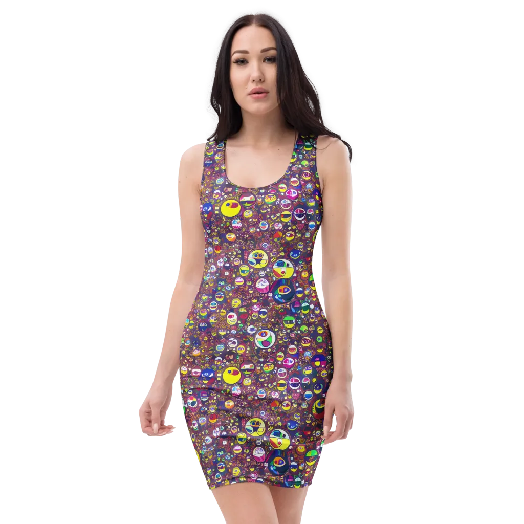 Eyes of Enchantment on Bodycon Dress — Front