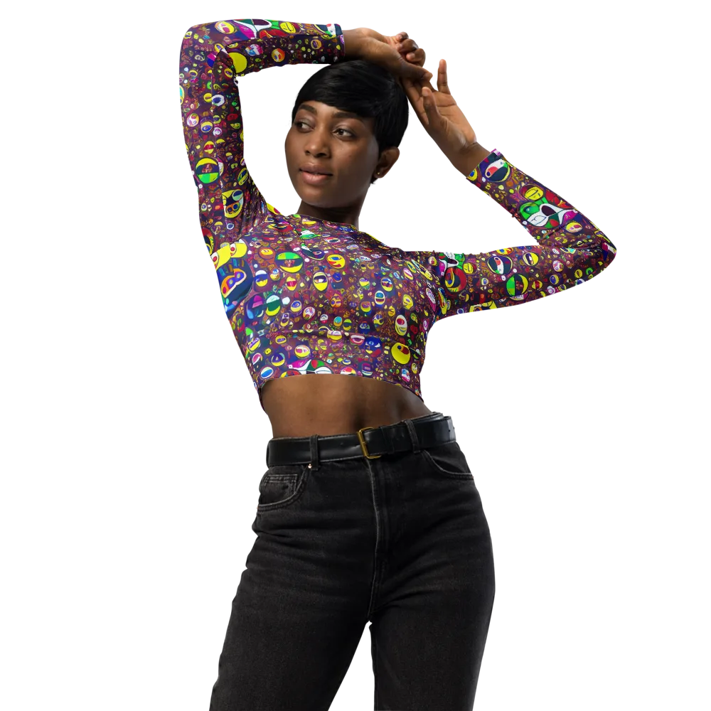 Eyes of Enchantment on Long Sleeve Crop Top — Front