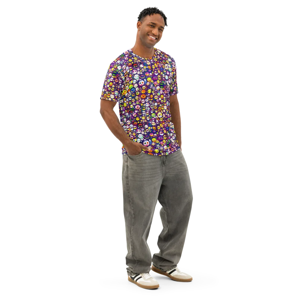Mosaic Moods on Men's Cotton Crew Neck T-Shirt — Right Front