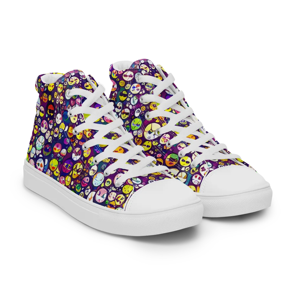 Mosaic Moods on Men's High Top Canvas Shoes — Right Front