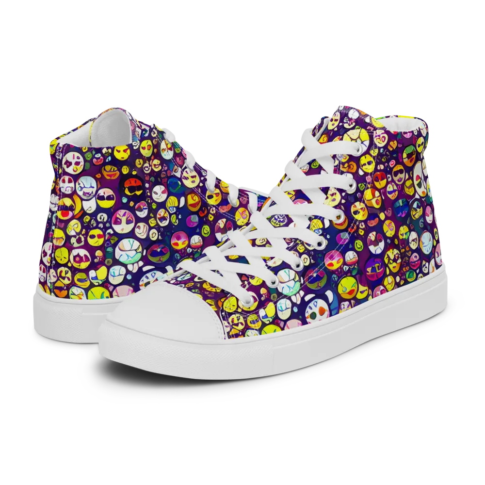 Mosaic Moods on Men's High Top Canvas Shoes — Left
