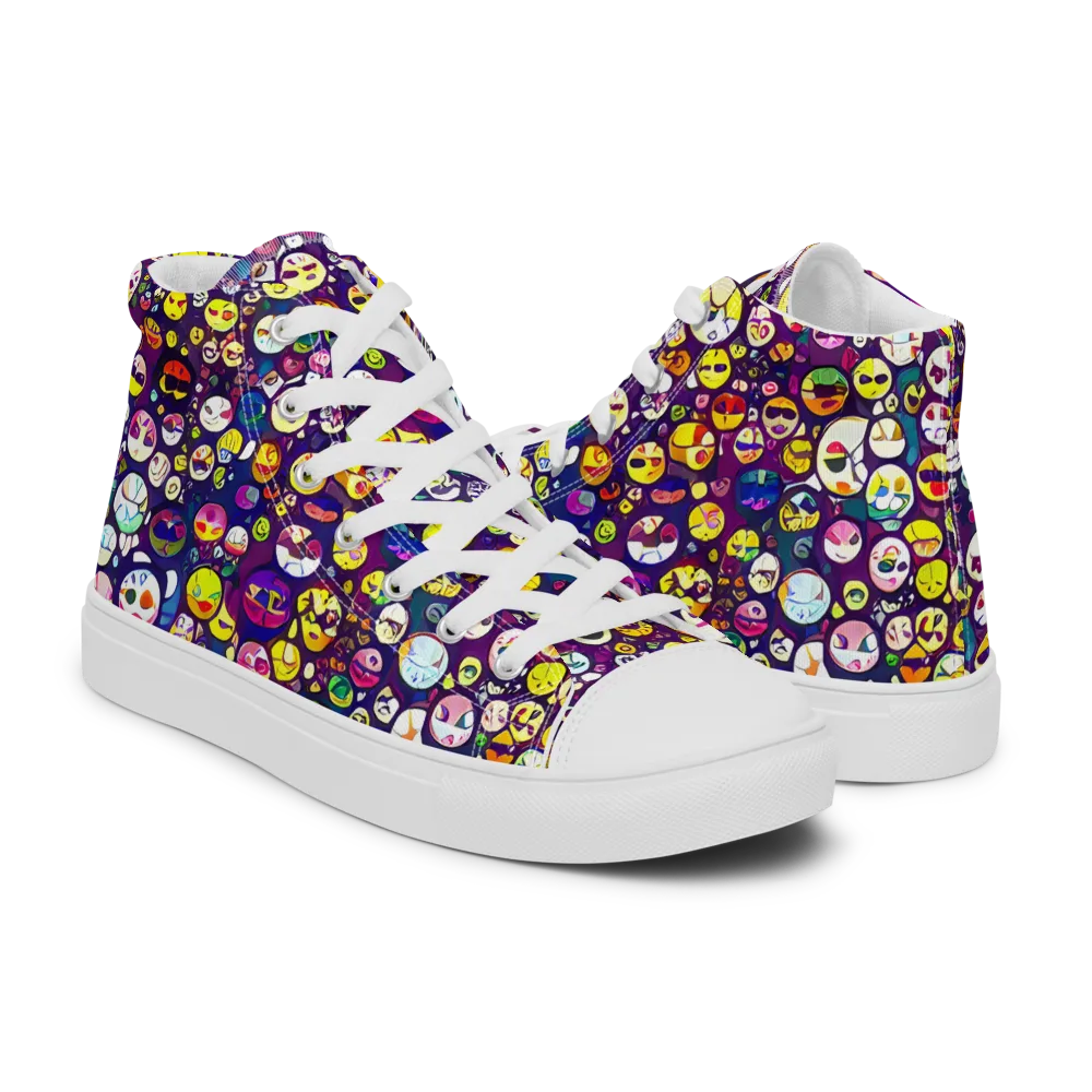 Mosaic Moods on Men's High Top Canvas Shoes — Right