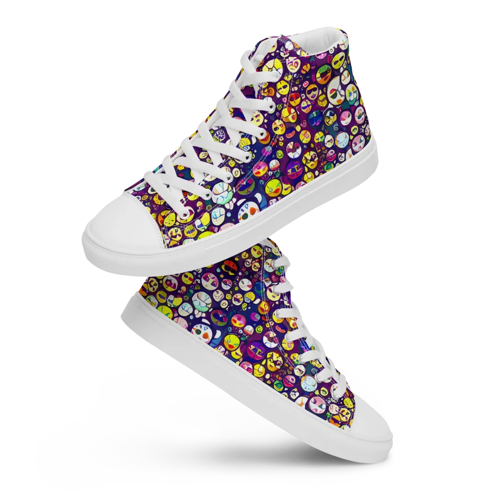 Mosaic Moods on Men's High Top Canvas Shoes — Front