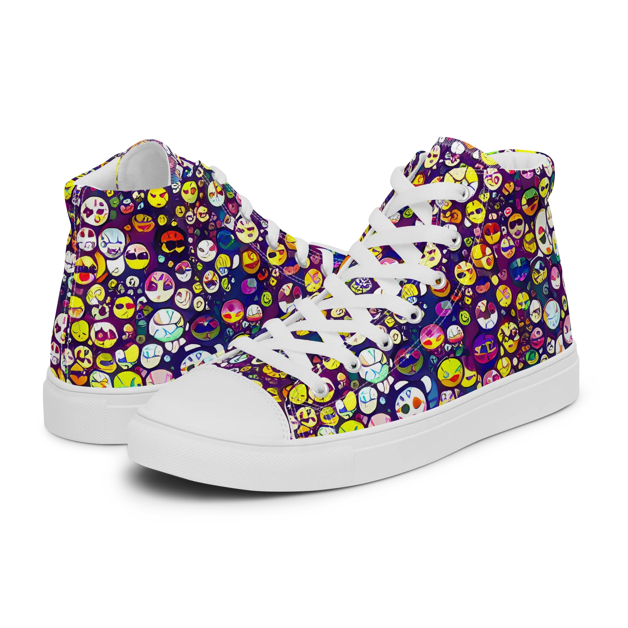Mosaic Moods on Women's High Top Canvas Shoes — Left