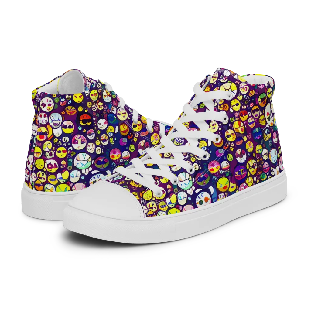 Mosaic Moods on Women's High Top Canvas Shoes — Left