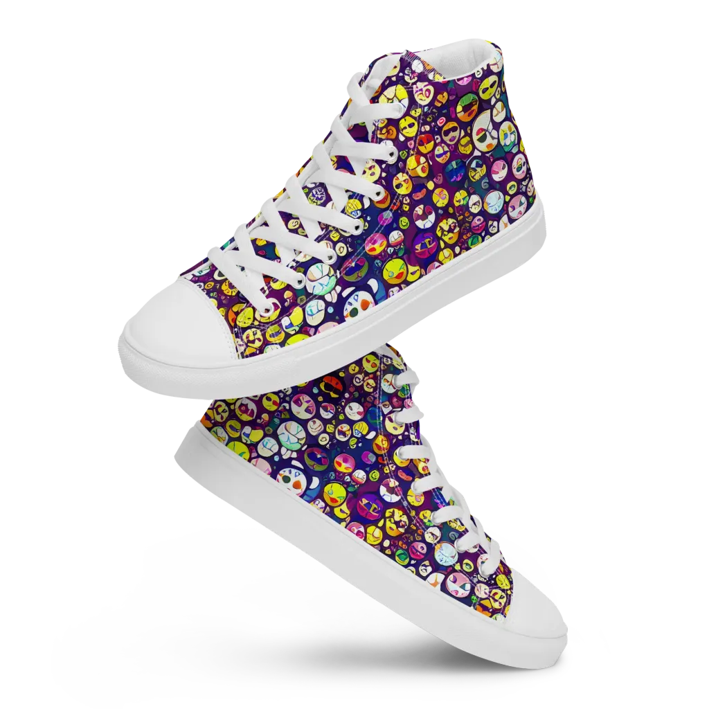 Mosaic Moods on Women's High Top Canvas Shoes — Front