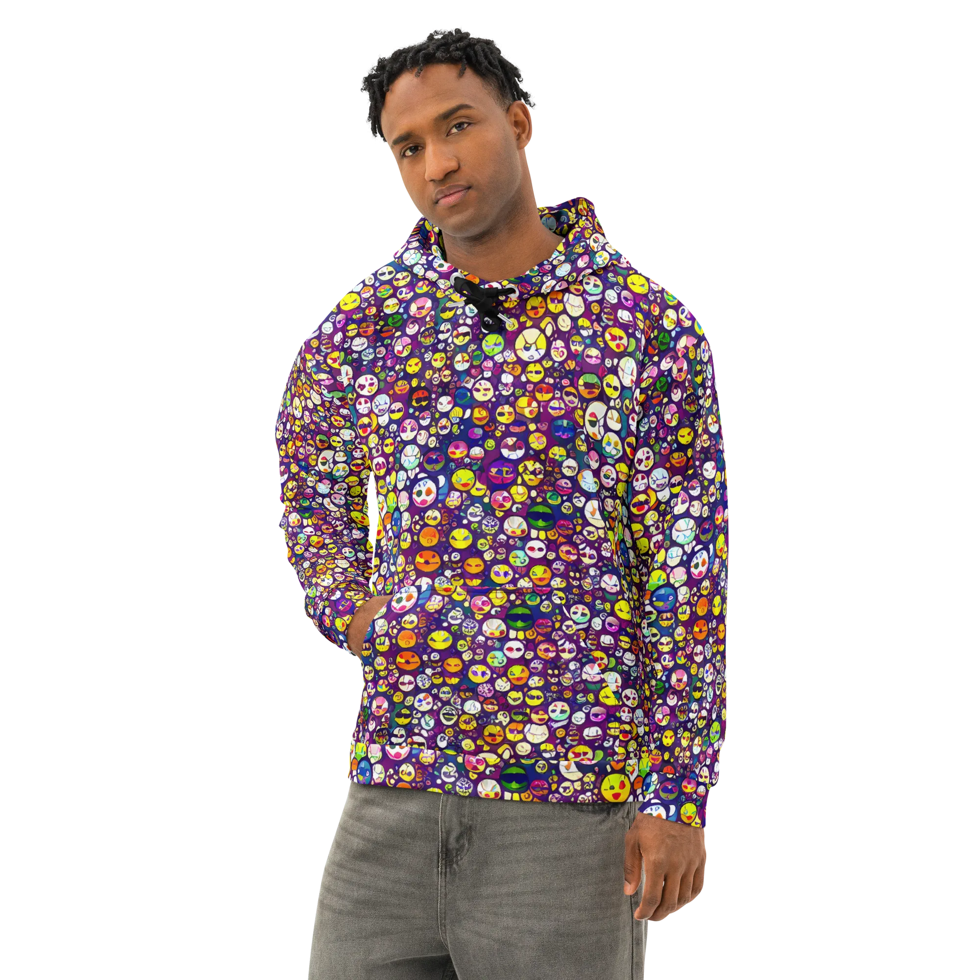 Mosaic Moods on Cotton Hoodie — Left Front