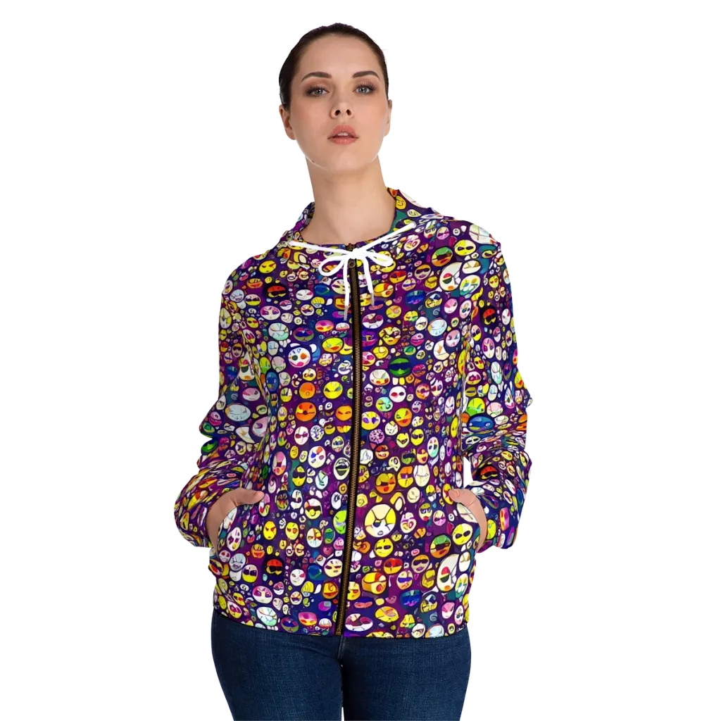 Mosaic Moods on Women's Full-Zip Hoodie — Front On Person
