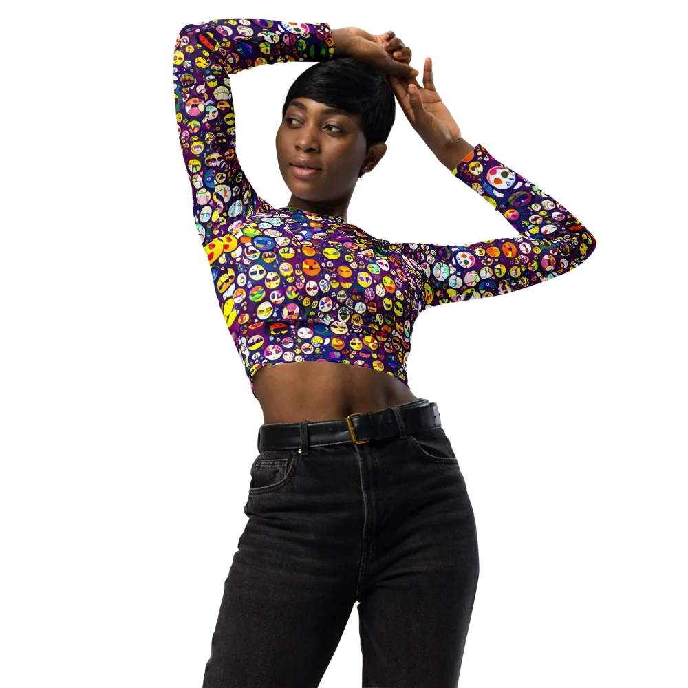 Mosaic Moods on Long Sleeve Crop Top — Front