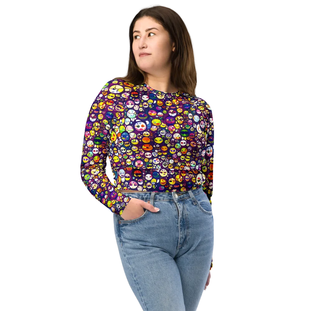 Mosaic Moods on Long Sleeve Crop Top — Front