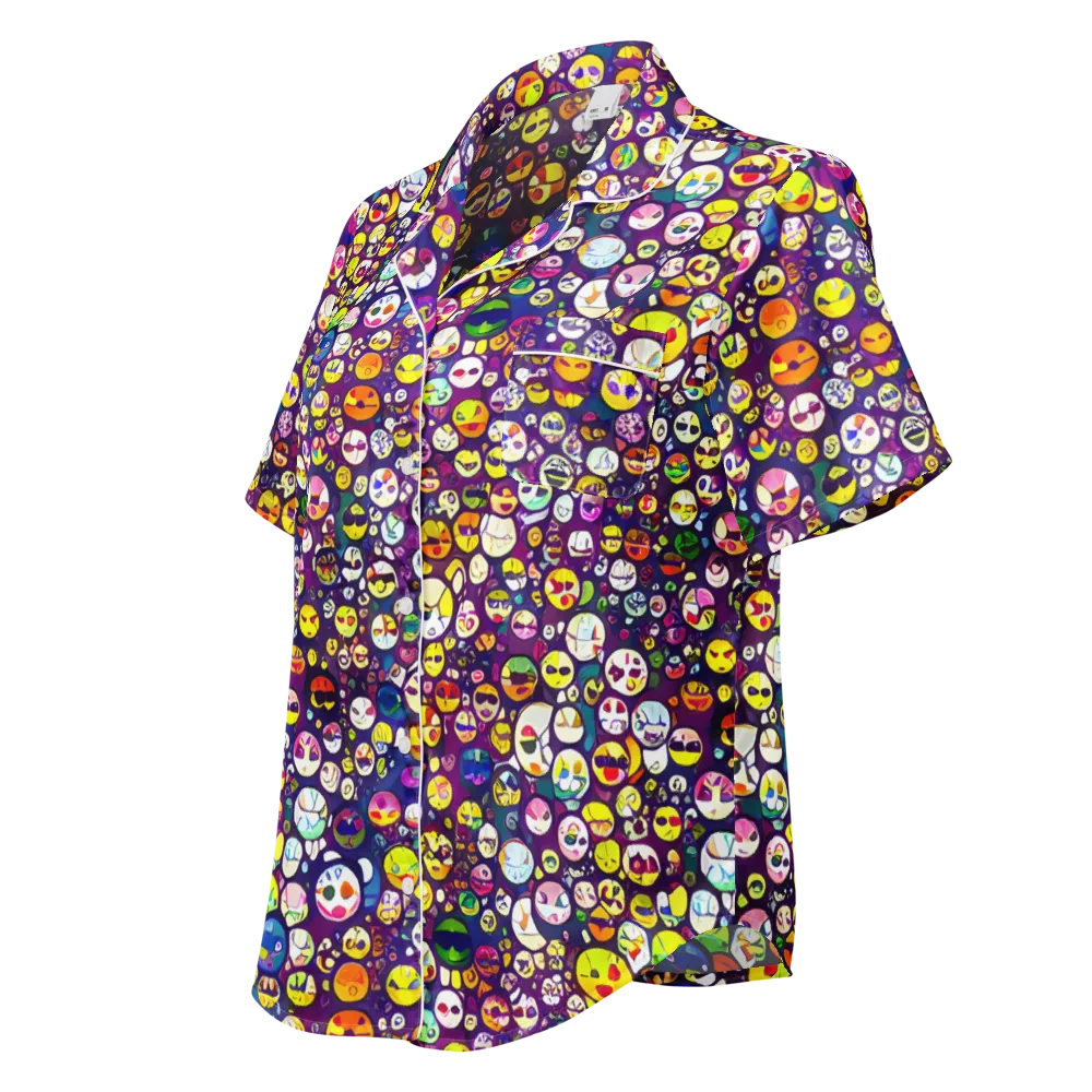 Mosaic Moods on Women's Short Sleeve Pajama Top — Left Front