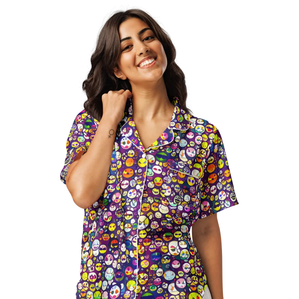 Mosaic Moods on Women's Short Sleeve Pajama Top — Front