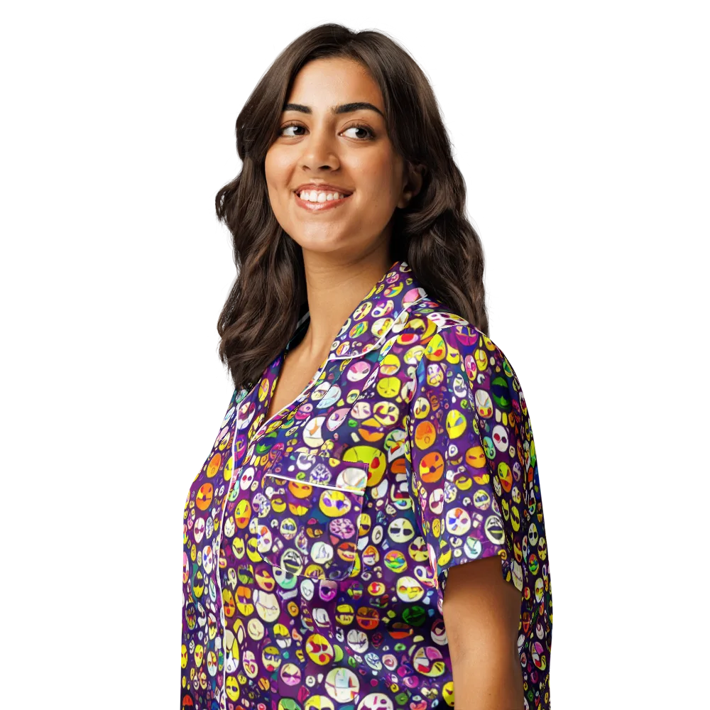 Mosaic Moods on Women's Short Sleeve Pajama Top — Left Front