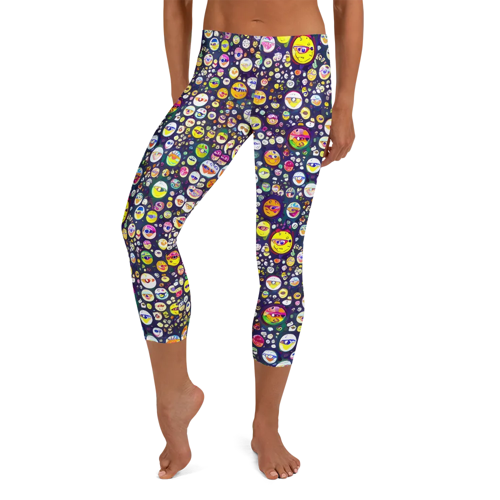 Whimsical Eyescape on Capri Leggings — Front