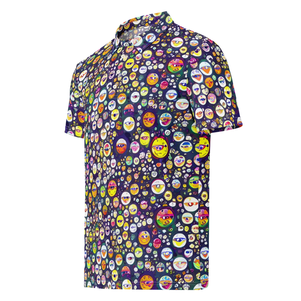 Whimsical Eyescape on Men's Slim Fit Polo Shirt — Left Front