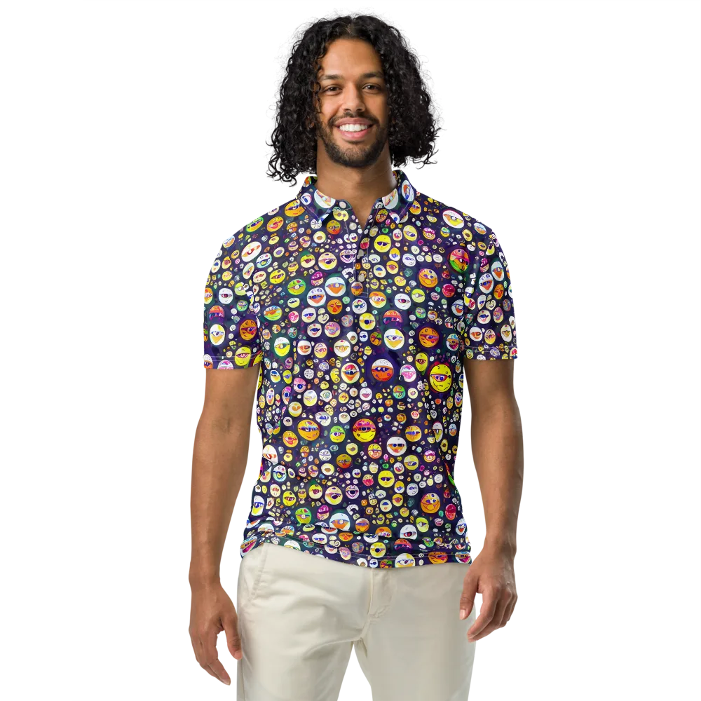 Whimsical Eyescape on Men's Slim Fit Polo Shirt — Front