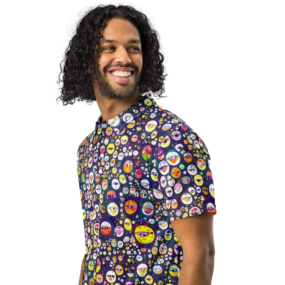 Whimsical Eyescape on Men's Slim Fit Polo Shirt — Left Front