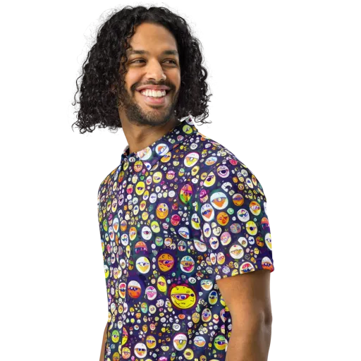Whimsical Eyescape on a Men's Slim Fit Polo Shirt