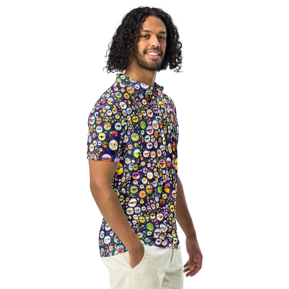 Whimsical Eyescape on Men's Slim Fit Polo Shirt — Right Front