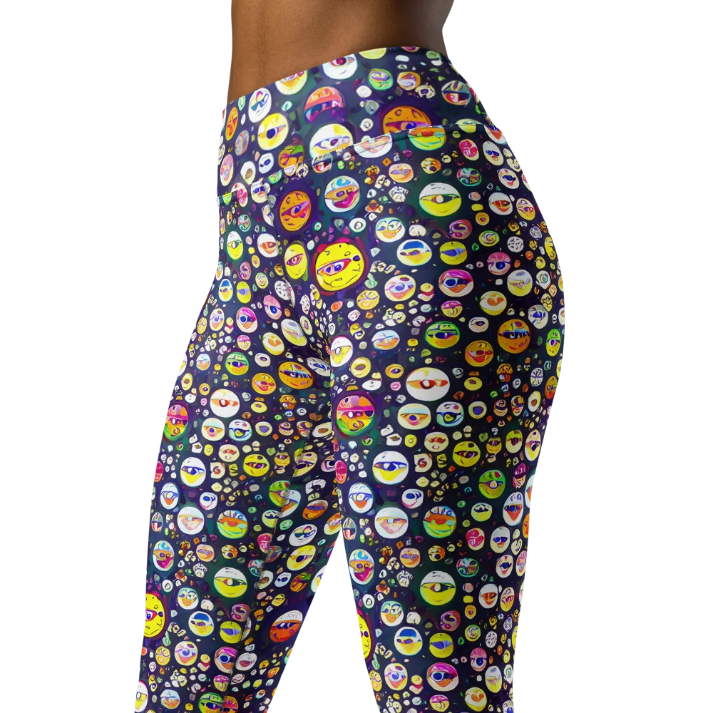 Whimsical Eyescape on Yoga Leggings — Left Front