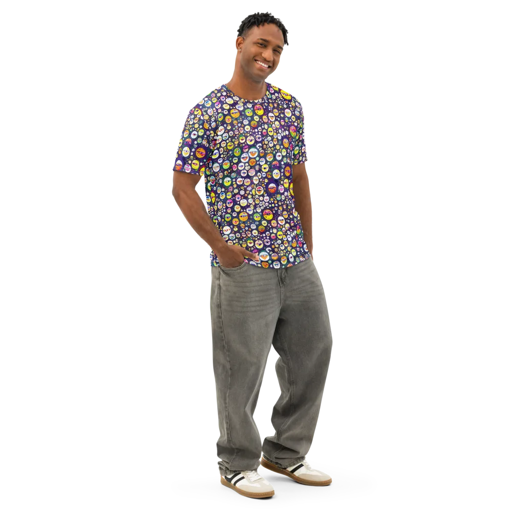 Whimsical Eyescape on Men's Cotton Crew Neck T-Shirt — Right Front