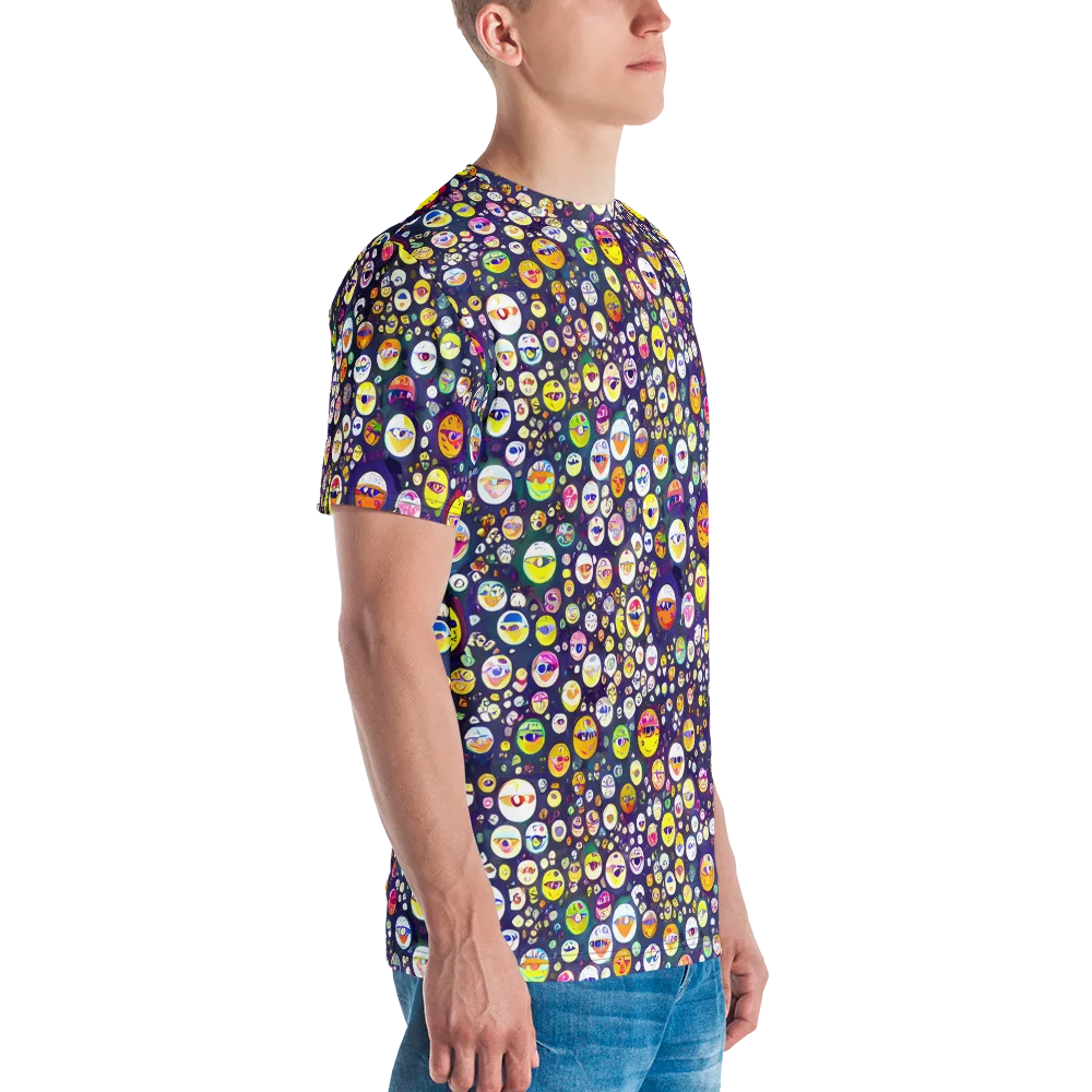 Whimsical Eyescape on Men's Crew Neck T-Shirt — Right