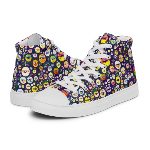 Whimsical Eyescape on a Men's High Top Canvas Shoes